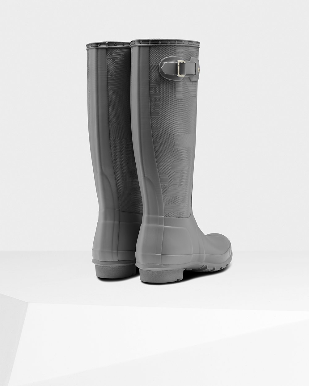 Women Hunter Original Exploded Logo Texture | Tall Rain Boots Grey | NZ-98351-JARU